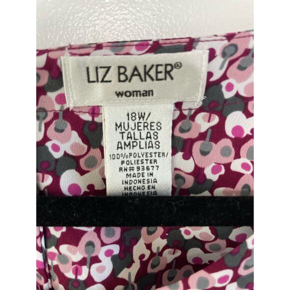 Liz Baker Abstract Floral All Over Print Blouse Dolman Sleeve‎ Relaxed Fit 18 W - Picture 4 of 9